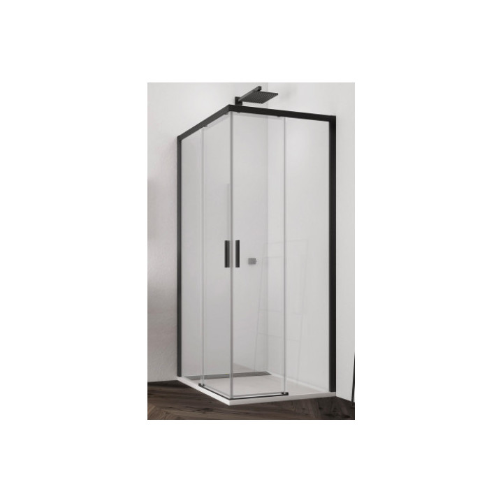 Kabina prostokątna Sanswiss TOP-LINE S TLS G+D, 100x80cm, dłuższa prawa strona, szkło przejrzyste, profil czarny