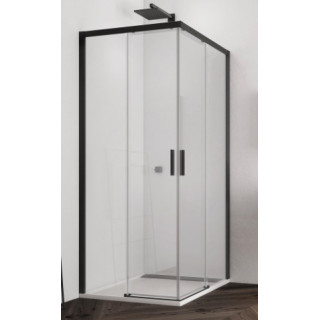 Kabina prostokątna Sanswiss TOP-LINE S TLS G+D, 100x80cm, dłuższa prawa strona, szkło przejrzyste, profil czarny