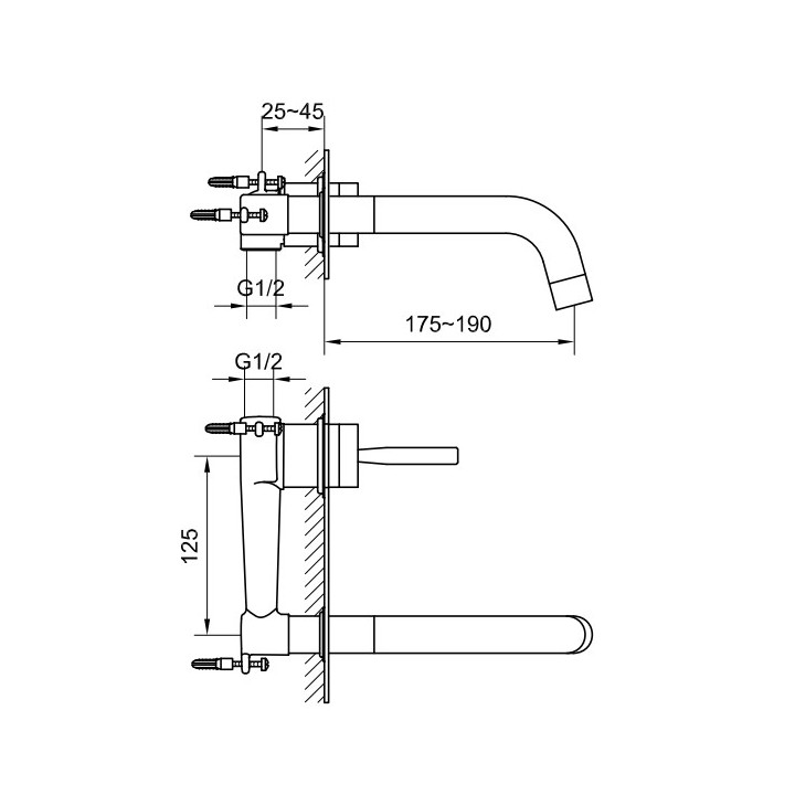 Bateria umywalkowa Kohlman Nexen, podtynkowa, wylewka 17cm, chrom