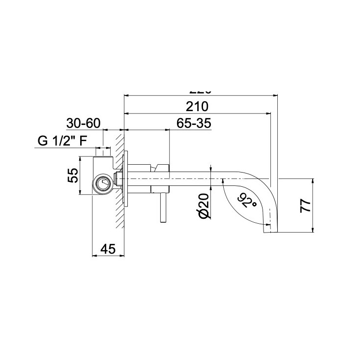 Bateria umywalkowa Vema Maira, stojąca, wysokość 168mm, bez korka, chrom