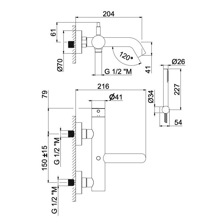 Bateria umywalkowa Vema Maira, podtynkowa, 2-otworowa, wylewka 210mm, bez korka, chrom