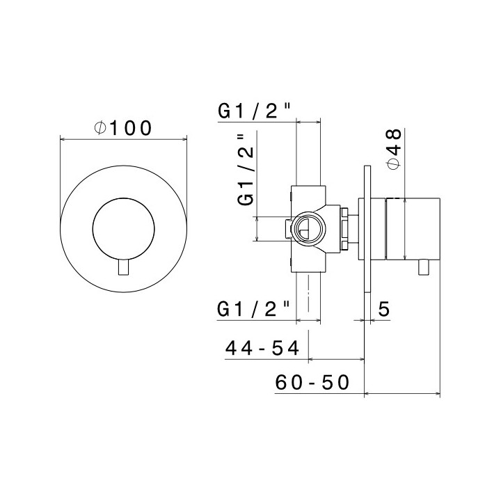 Bateria natryskowa Vema Maira, natynkowa, jednouchwytowa, chrom
