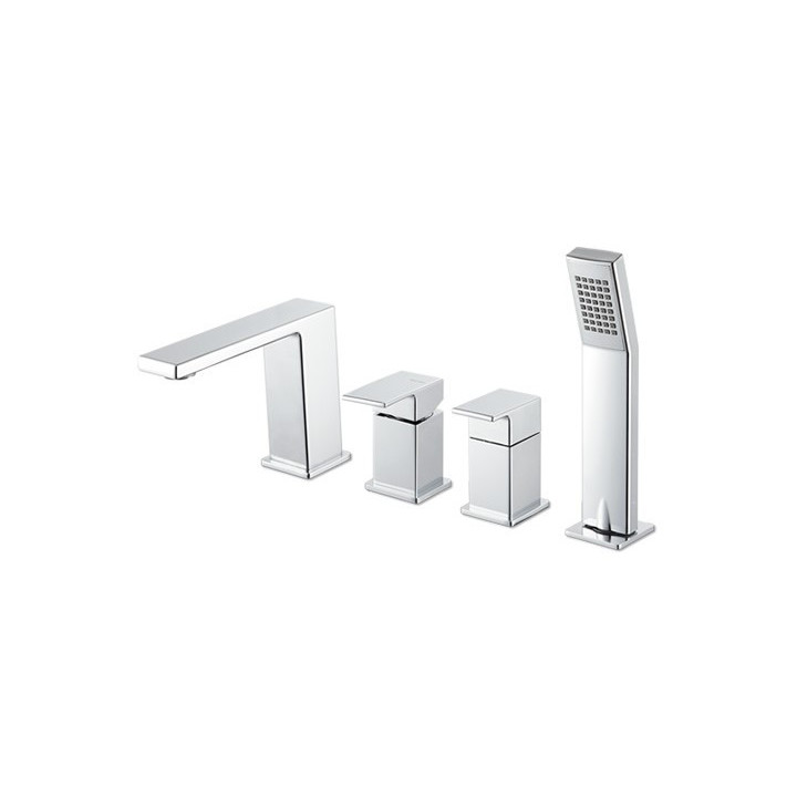 Bateria wannowa Vema Lys, natynkowa, wylewka 188mm, zestaw natryskowy, chrom