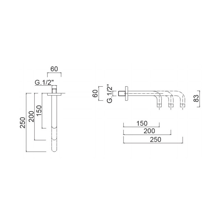 Wylewka ścienna Giulini G. 15cm czarny mat