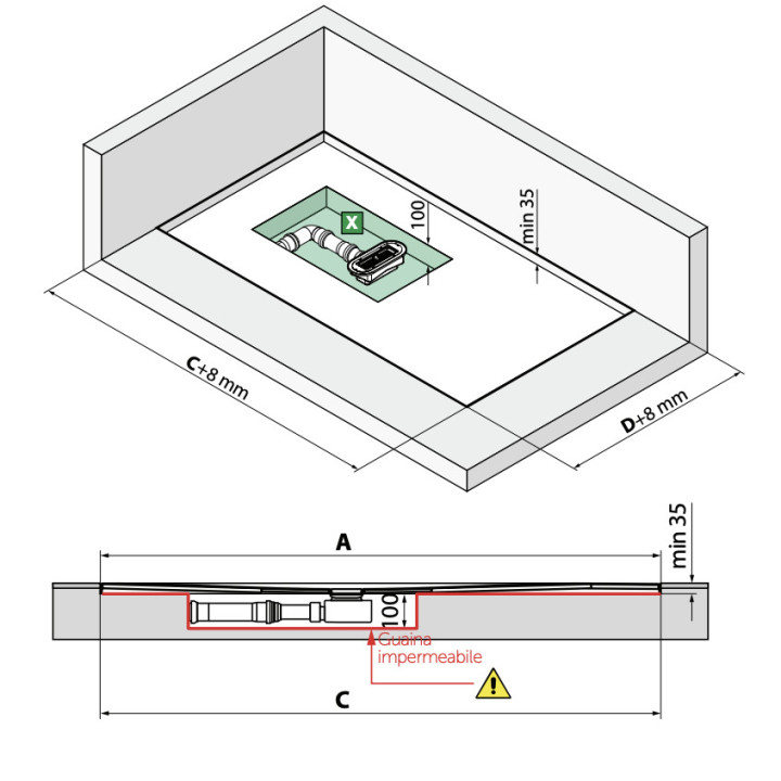 Brodzik prostokątny Novellini Custom Touch, 140x90cm, montaż na posadzce, biały mat