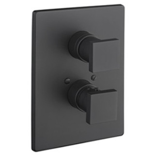 Natryskowa bateria termostatyczna Vicario, podtynkowa, 2 wyjścia wody, model kwadratowy, czarny mat