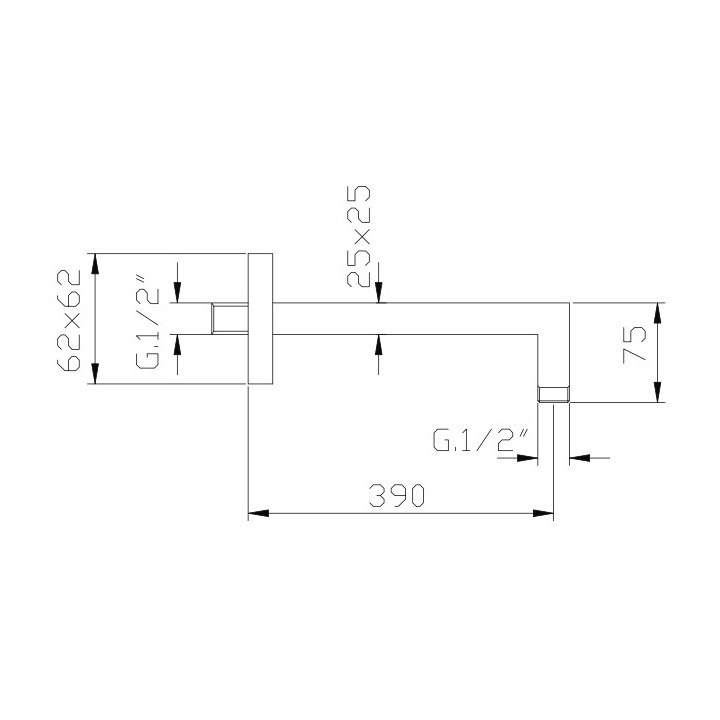 Ramię ścienne do deszczownicy Demm, 40cm, okrągła, czarny mat
