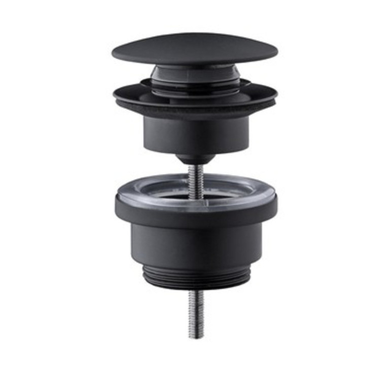 Korek klik-klak Gedy, do umywalek, mosiądz, czarny mat