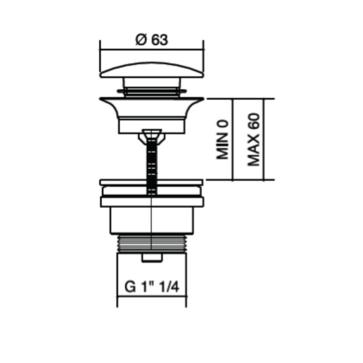 Korek klik-klak Gedy, do umywalek, mosiądz, czarny mat