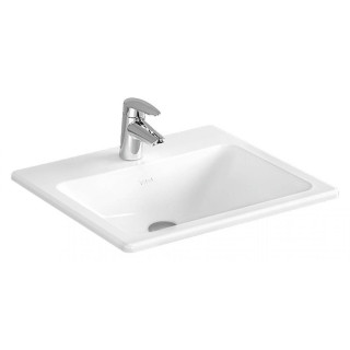 Umywalka wpuszczana w blat Vitra S20, 55xx45cm, z przelewem, otwór na baterię, biała