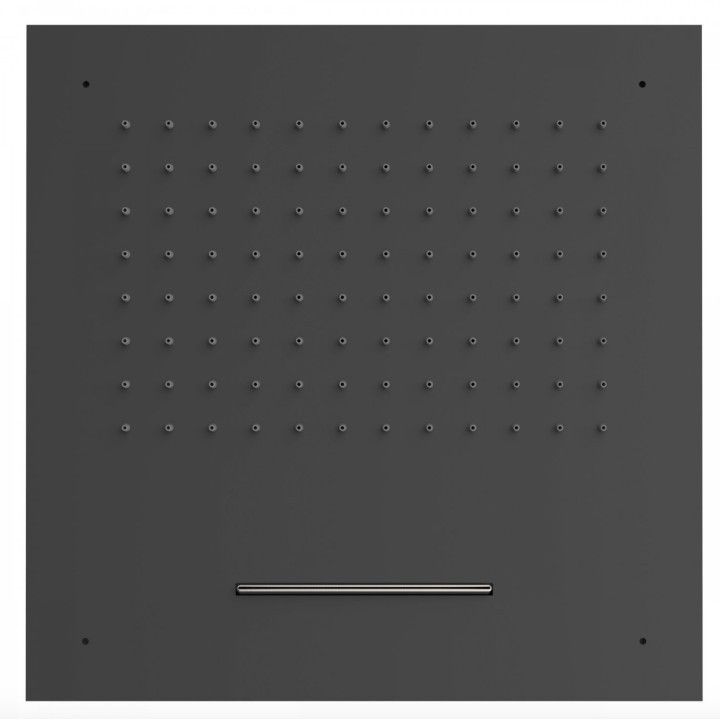 Deszczownica ścienna Tres, 55x28cm, stal nierdzewna, 2 strumienie, kaskada, czarny mat