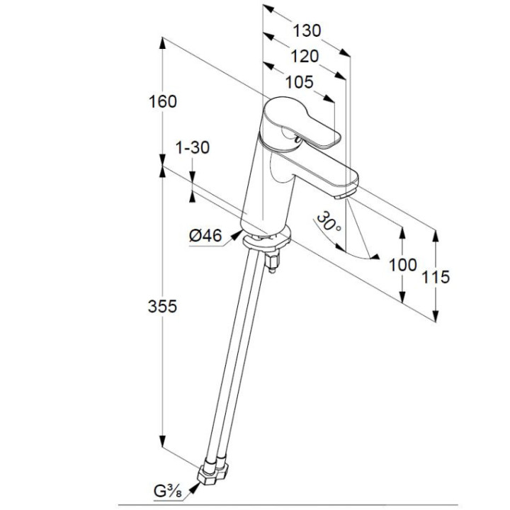 Bateria umywalkowa Kludi Pure&Easy XL, stojąca, wysokość 160mm, zestaw odpływowy, chrom