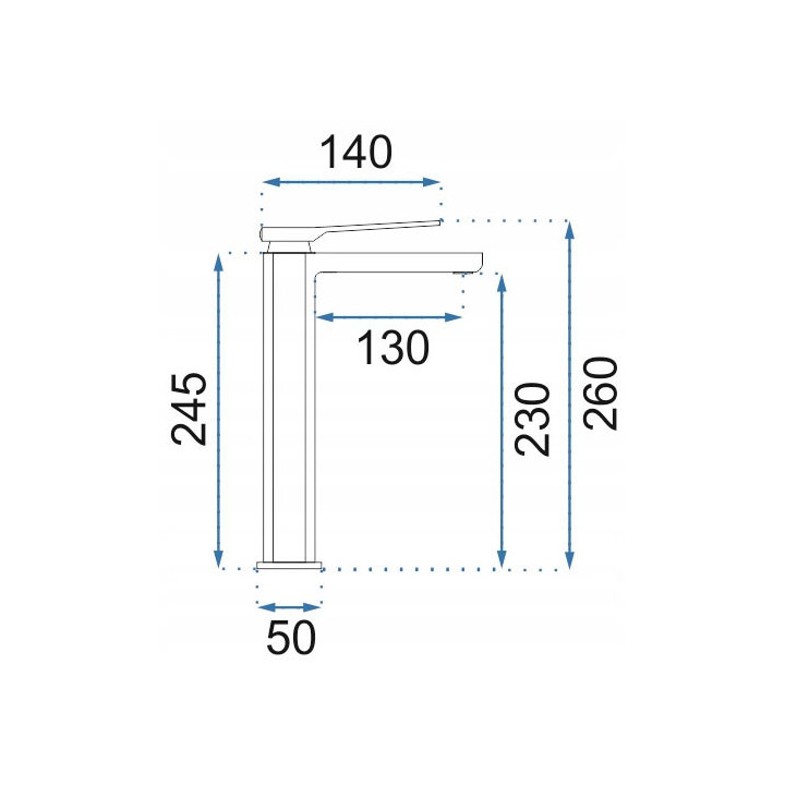 Bateria umywalkowa Rea Creek Black, stojąca, wysokość 260mm, czarny mat