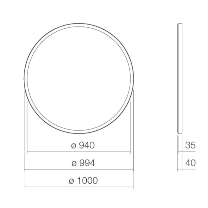 Lustro ścienne z oświetleniem Alape SP.FR1000.R1, okrągłe, 100cm, LED, ramka czarny mat 