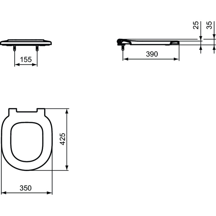 Deska sedesowa Ideal Standard Connect Freedom, niepełna, bez pokrywy, biała