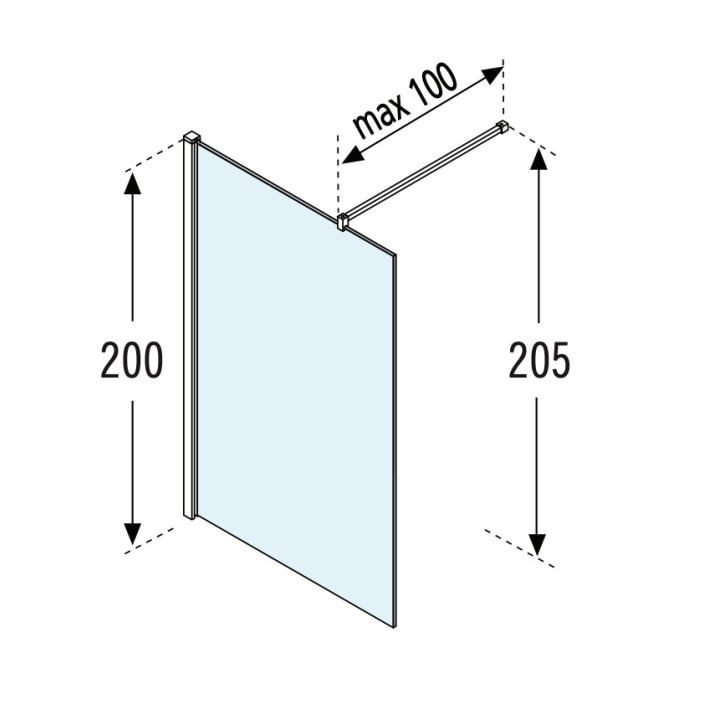 Ścianka wolnostojąca walk-in z ruchomym skrzydłem Novellini Kali H+HA, 80 + 37cm, uniwersalna, szkło przejrzyste, profil srebrny