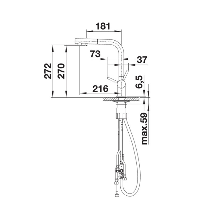 Bateria kuchenna Blanco SPIRIT-S z wyciąganą wylewką