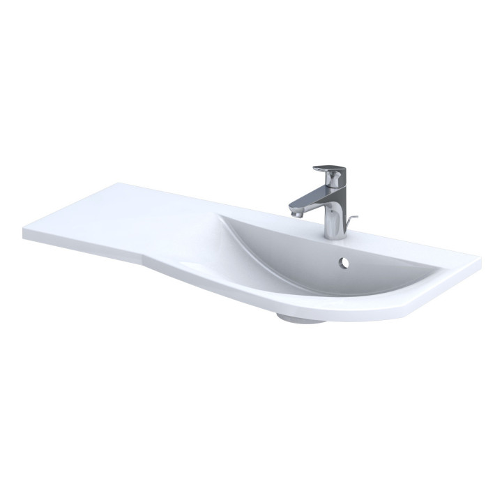 Umywalka meblowa Oristo Opal, lewa, 90x45cm, z przelewem, konglomeratowa, biała