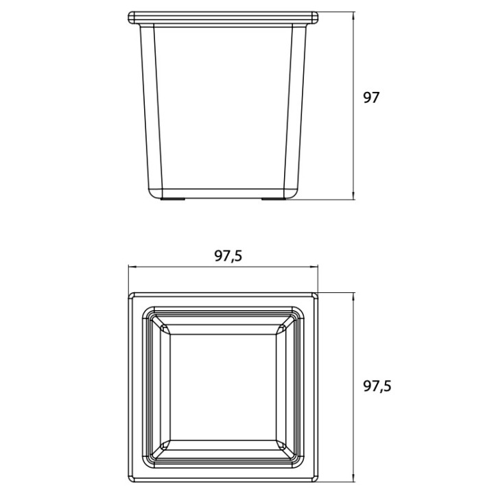Kubek szklany Emco, kwadratowy, 97,5x97,5mm