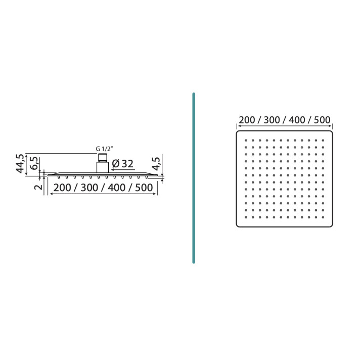 PYTAJ O RABAT ! Deszczownica Vedo slim 500x500 mm ze stali nierdzewnej - CHROM