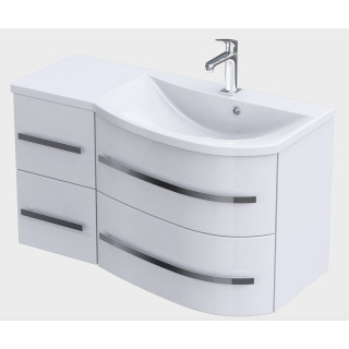 Szafka podumywalkowa Oristo Opal, lewa, 90cm, cztery szuflady, biały połysk