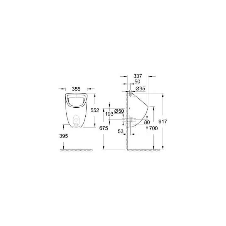 Pisuar Grohe Bau Ceramic, podłączenie z góry - biel alpejska