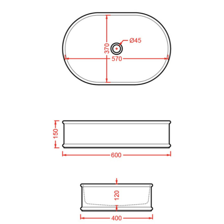 Umywalka nablatowa ArtCeram Atelier, 60x40cm, owalna, bez przelewu, biała