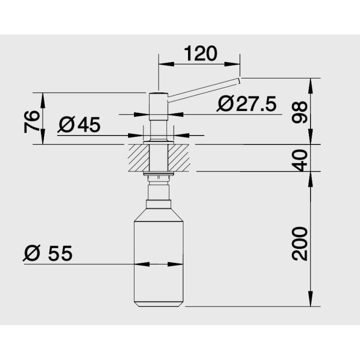 Dozownik do płynu Blanco Torre, podblatowy, stal szczotkowana