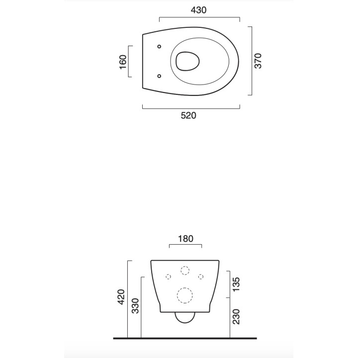 Miska wisząca WC Catalano Italy, 52x37cm, Newflush, bezrantowa, biały połysk
