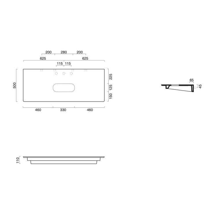 Blat ceramiczny Catalano Horizon, 125x50cm, pod umywalkę, biały satynowy