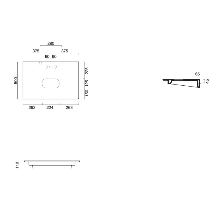 Blat ceramiczny Catalano Horizon, 100x50cm, pod umywalkę, biały połysk