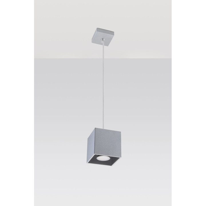 Lampa wisząca Sollux Ligthing Quad 1, 10cm, kwadratowa, GU10 1x40W, czarna