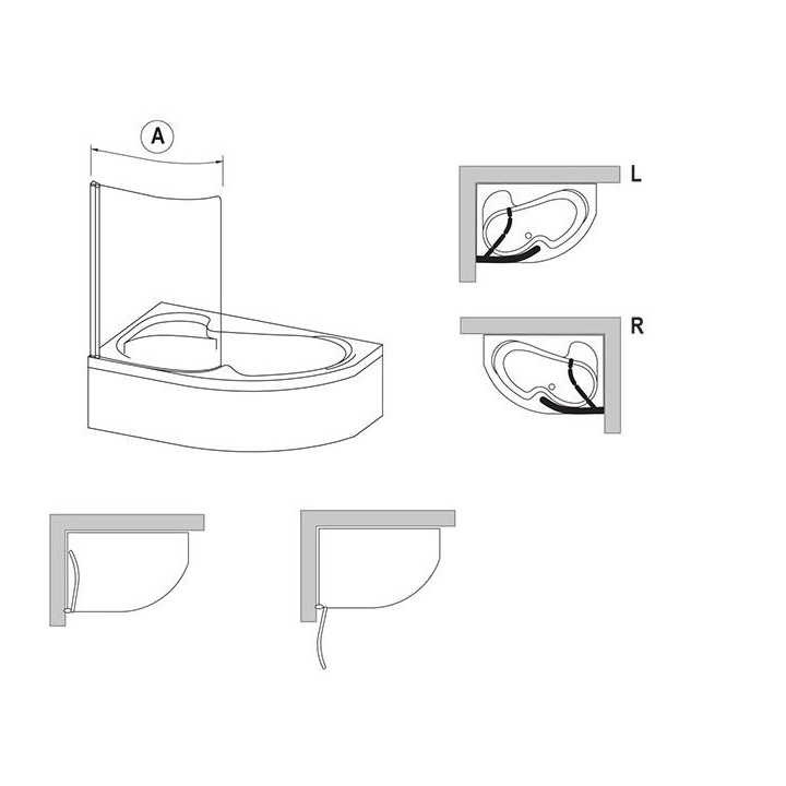 Parawan wannowy Ravak Rosa CVSK1 140/150 R biały + transparent - sanitbuy.pl