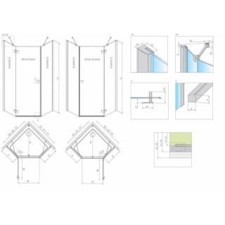 Kabina 80x80cm Radaway Essenza New PTJ pięciokątna, lewa szkło przejrzyste - sanitbuy.pl
