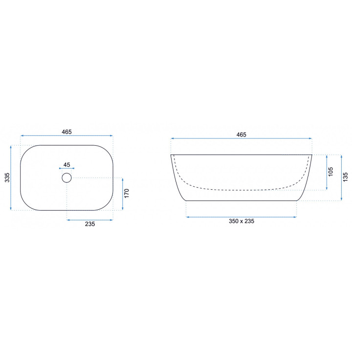 Umywalka nablatowa Rea Belinda Black, 46,5x35,5cm, bez przelewu, czarny połysk