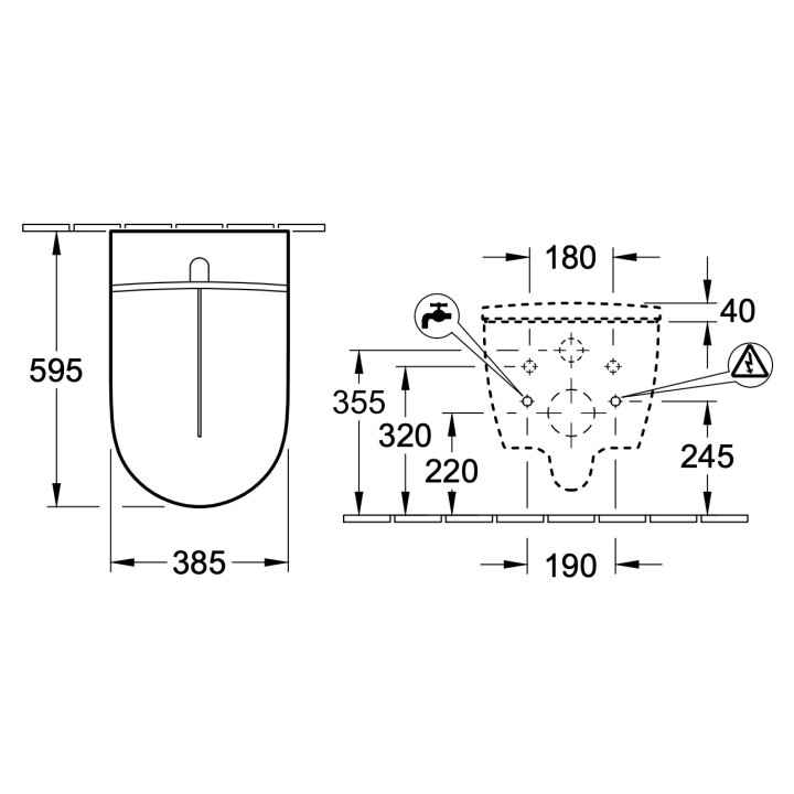 Toaleta myjąca Villeroy & Boch ViClean I100, owalna, 38,5x59,5cm, bezrantowa, CeramicPlus, Weiss Alpin