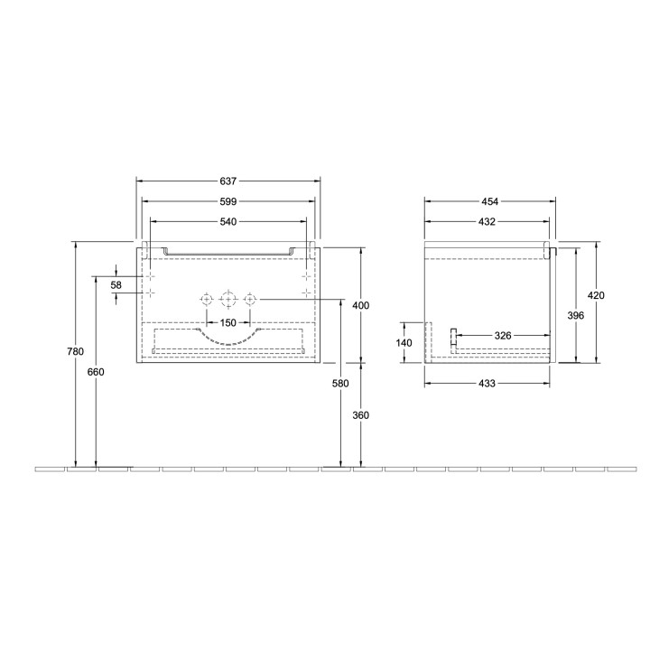 Szafka podumywalkowa 637x421x454mm Villeroy & Boch Subway 2.0- sanitbuy.pl