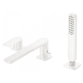 Bateria wannowa 3-otworowa Tres Loft Colors, 2 wyjścia wody, wylewka 220mm, biały mat