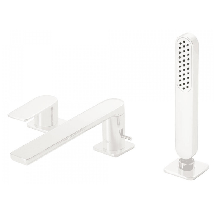 Bateria wannowa 3-otworowa Tres Loft Colors, 2 wyjścia wody, wylewka 220mm, biały mat