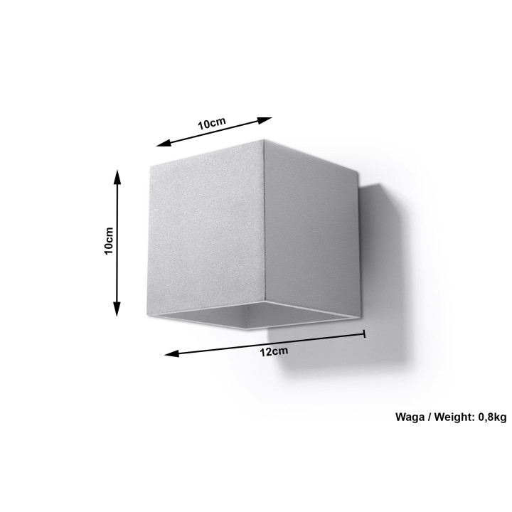 Kinkiet Sollux Ligthing Quad 1, 10cm, kwadratowy, G9 1x40W, czarny