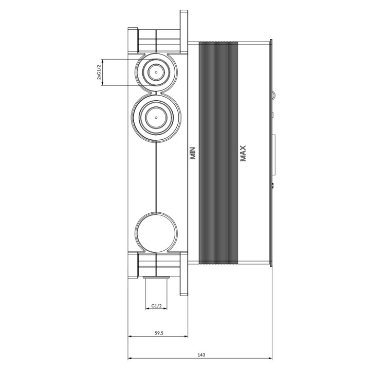 Element podtynkowy Omnires dla baterii termostatycznej 3-wyjściowej