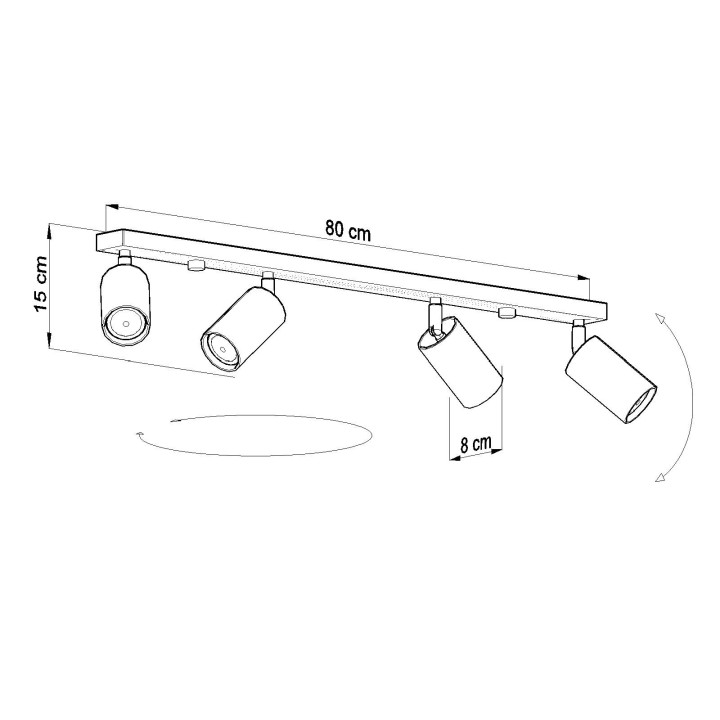 Plafon Sollux Ligthing Ring 4, 25x25cm, 4xGU10 LED 6W, szary