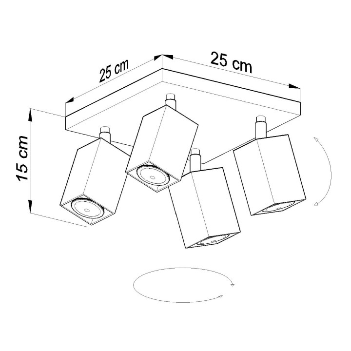 Plafon Sollux Ligthing Merida 3, 8x45cm, 3xGU10 LED 6W, szary