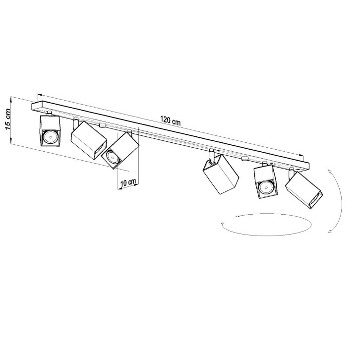 Plafon Sollux Ligthing Merida 4L, 8x80cm, 4xGU10 LED 6W, czarny