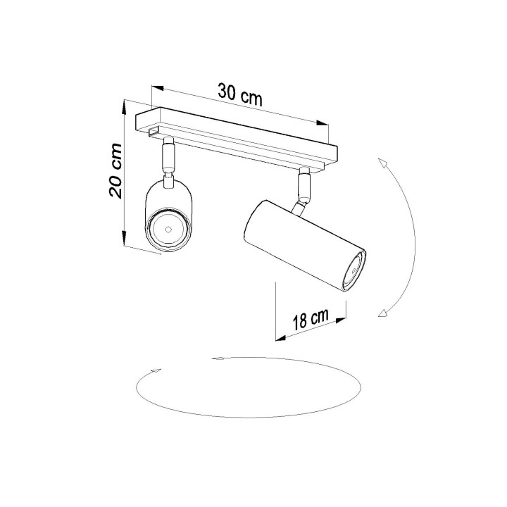 Plafon Sollux Ligthing Direzione 2, 30cm, 2xGU10 LED 6W, biały