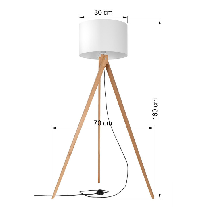 Lampa stojąca Sollux Ligthing Legno 1, 35x80cm, 1xE27 60W, naturalne drewno, biały