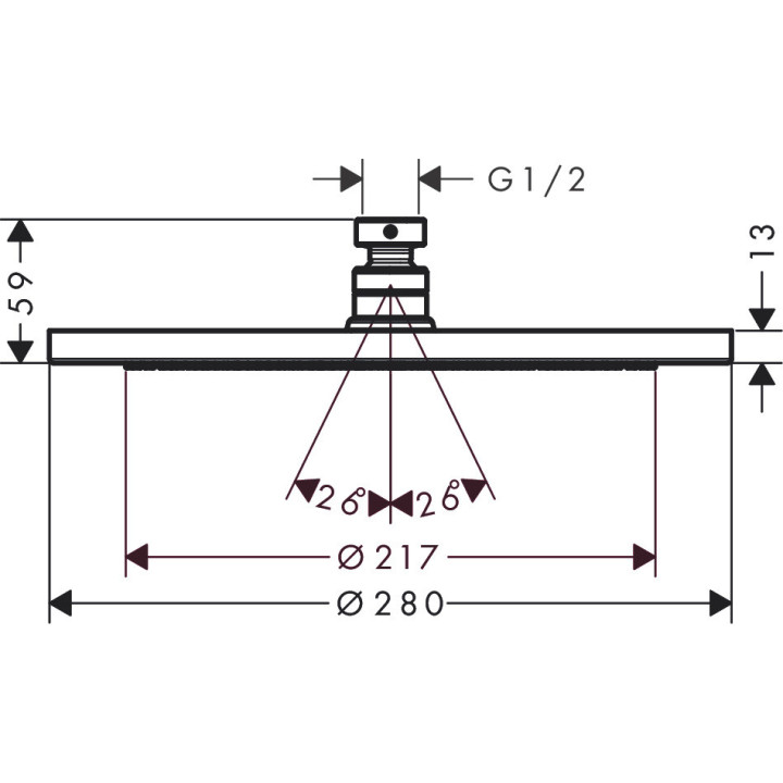 Głowica prysznicowa Hansgrohe Croma 280 1jet, okrągła, czarny mat
