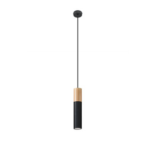 Lampa wisząca Sollux Ligthing Pablo, 8cm, GU10 1x40W, biały/naturalne drewno