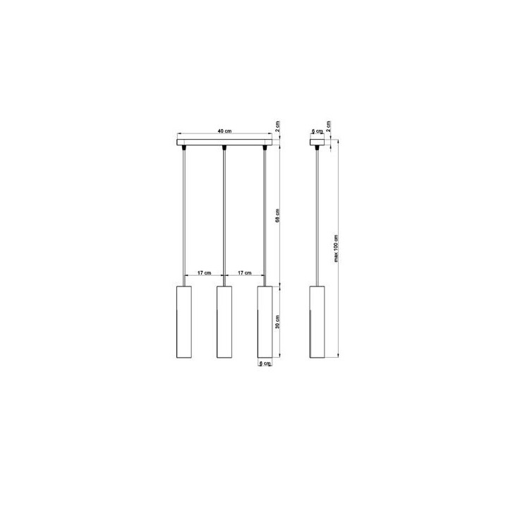 Lampa wisząca Sollux Ligthing Pablo 3, 6x40cm, GU10 3x40W, czarny/naturalne drewno