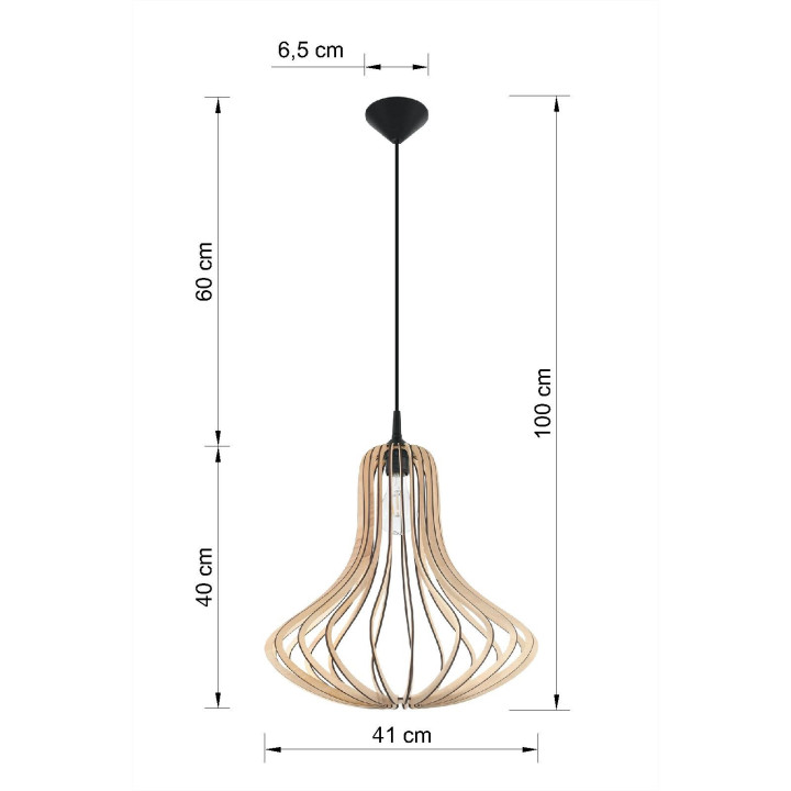 Lampa wisząca Sollux Ligthing Alexia, 21cm, E27 1x60W, czarny/naturalne drewno